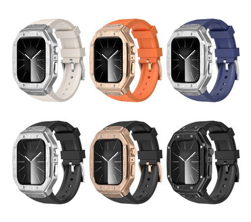 PC&TPU&Alloy 54g rose gold+black smartwatch band 44/45mm ap41.rg.1.44